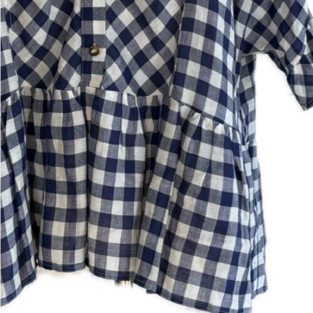 MAEVE by Anthropologie NWOT Blue & White Checkered Peplum Dolman Sleeves Shirt S - Picture 4 of 9